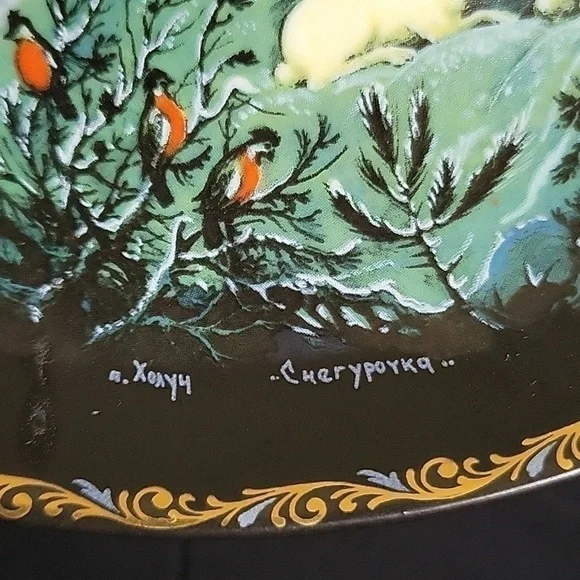 Vintage USSR Russian Folk Tale Vinogradoff Palekh Plates Handpainted Collectible - Picture 6 of 16